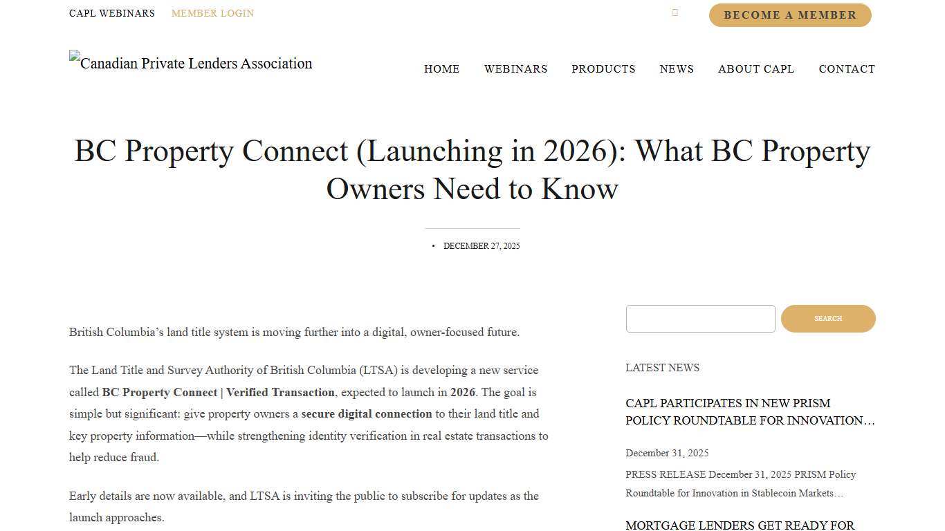 BC Property Connect (Launching in 2026): What BC Property Owners Need to Know - Canadian Private Lenders Association